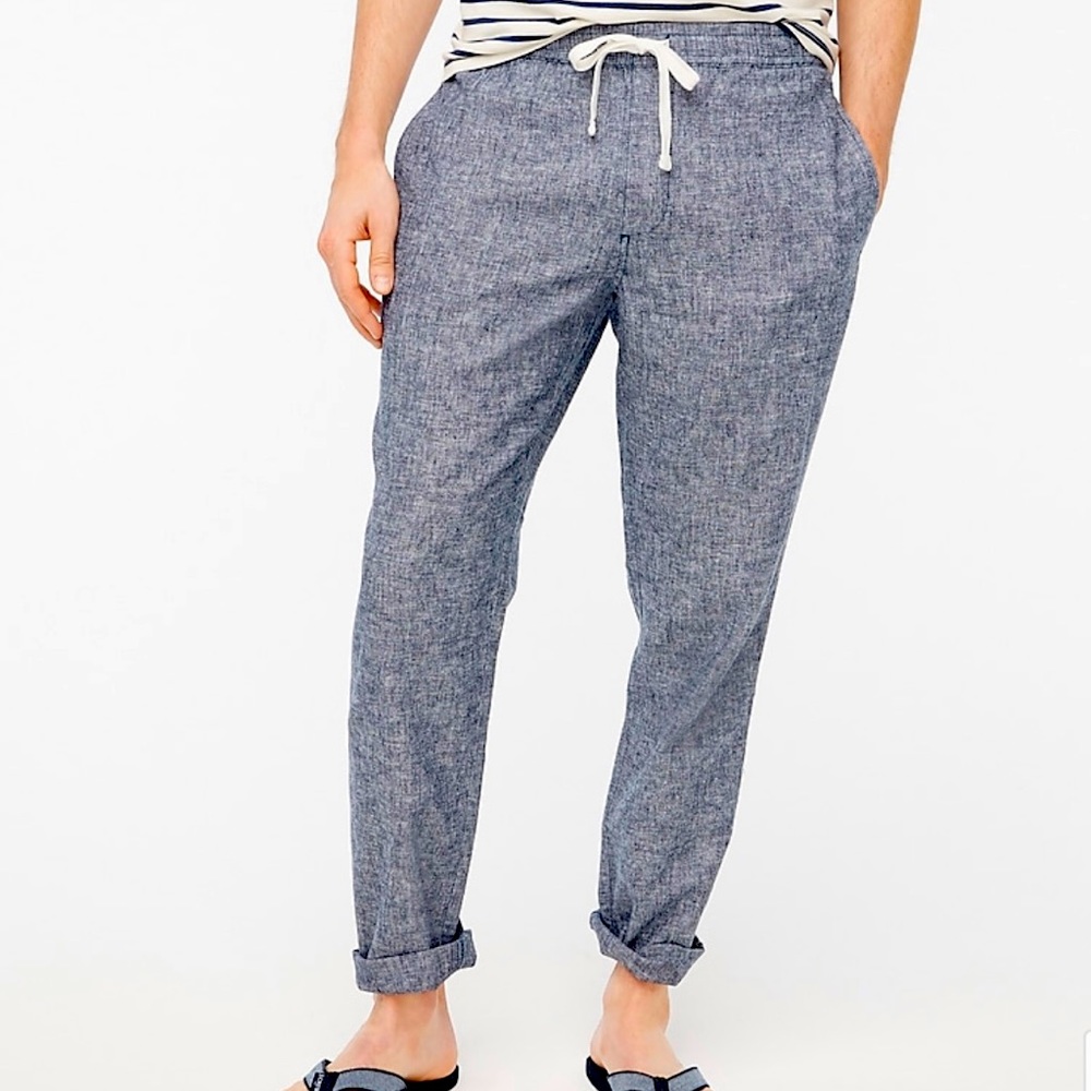 J Crew Navy and White Drawstring 3 Pocket Pants Mens Large New with Tags.
